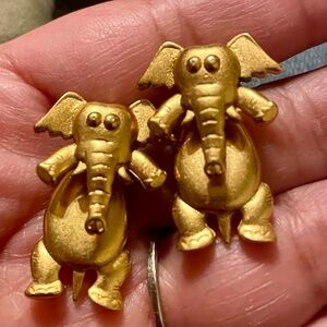 JJ Gold Elephant Charm Earrings